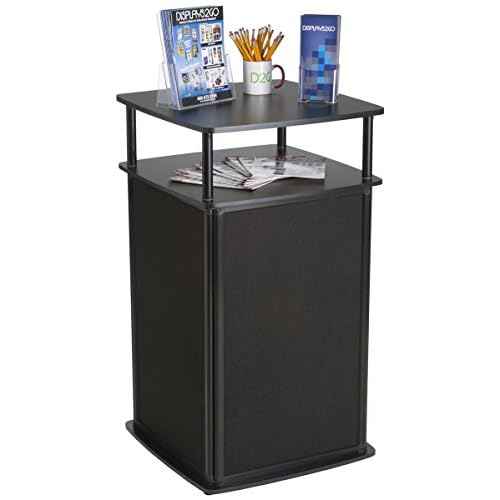 Displays2go Portable Trade Show Counter with Travel Bag, Locking Compartment - Foldable Booth Display Counter for Events - Black (LCTCNTBLK)