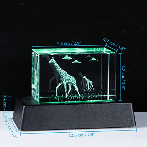 Qianwei Giraffe Crystal Figurine with LED Light Base - Giraffe Lover Gift