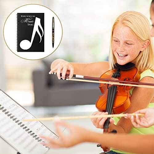 10 Set Music Themed Stationery Gifts Sets Including 10 Pcs Music Composition Manuscript Clef A5 Notebook and 10 Pcs Ballpoint Pens Music Gifts Bulk for Music Teachers Students