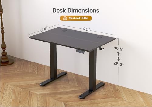 Dark Black Seang Electric Standing Desk 40x24 Inch Adjustable Height Sit-Stand Workspace