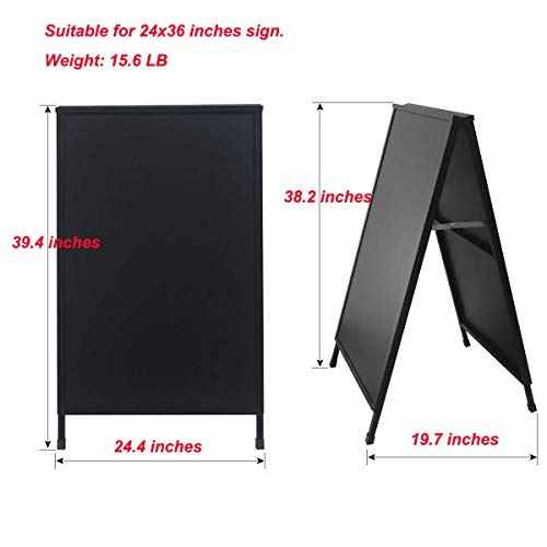 HUAZI Sandwich Board 24 x 36¡®¡¯ Sidewalk Sign Double-Sided A Frame Folding Sign Heavy Duty Metal Display with 2 Corrugated Plastic Poster Boards Suitable for Indoor Outdoor,Black