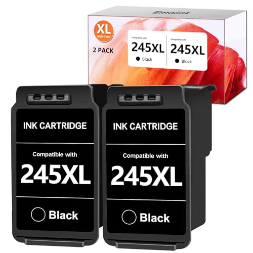 245XL PG-245XL Ink Cartridge High Yield Replacement for Canon 245XL Black Ink PG245XL PG-245 245 for Pixma MX490 TR4527 TR4520 MG2524 MG2522 MG2525 TS202 TS302 TS3120 TS3122 TS3322 Printer (2 Pack)