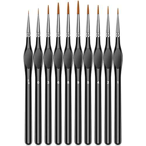 10Pcs Micro Paint Brushes Set with Triangular Handles - For Acrylic, Watercolor, Crafts, Models