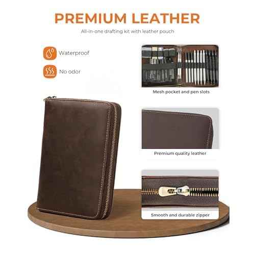 45PCS Black & Silver Metal Mechanical Pencil Set in Leather Case, 0.5, 0.7, 0.9, 2.0mm Drafting Pencils with 28 Tubes(6B 4B 2B HB 2H 4H & Colors)Lead Refills for Art Drawing, Sketching,Writing