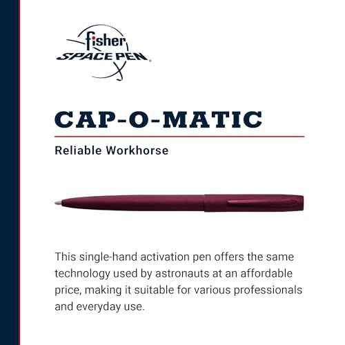 Fisher Space Pen Cap-O-Matic Pen, Ballpoint, Black Cherry, Cerakote Finish, Pocket Clip, Black Ink