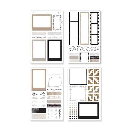 Rongrong Treasured Memory Sticker Book ? 24 Pages of Vintage-Inspired Stickers for Journals, Planners & Scrapbooks ? Neutral Tones, Handwritten Notes, Quotes & Photo Frame Stickers