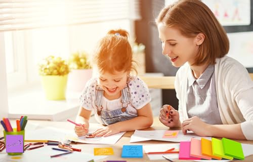 YEECOK Bright Colors Sticky Notes 3x3 Inch Pack of 18 Self-Stick Pads