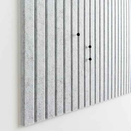 Large Cork Board for Office Black Felt Board Alternative - Slat Wall Paneling, Felt bulletin board tiles for office wall decor, Push pin board Wall organizer for office -12-Pack (Marble White)