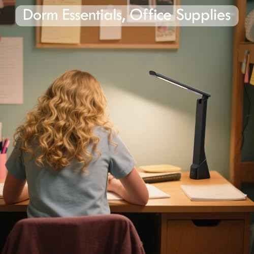 WILIT Foldable Rechargeable Desk Lamp with Torch Light ? Battery Operated Lamp for College Dorm Room, Portable Small Table Lamp for Home, Office, Bedside, Classroom, Reading, Nail, Craft