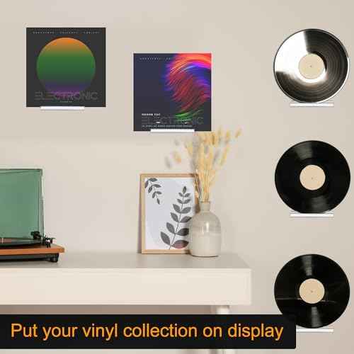 6 Pack Clear Vinyl Record Shelf Wall Mount Acrylic Album Display Holder Storage Hanger CD Floating Shelf for Home Office, 4 Inch