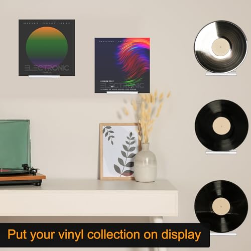Jansburg 6 Pack Wall Mount Vinyl Record Shelves - Clear Acrylic Floating Album Holders, 4 Inch