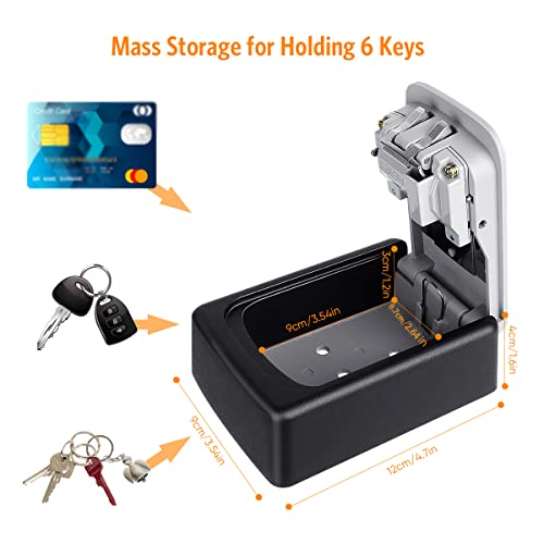 Fayleeko Grey 4-Digit Key Lock Box Wall-Mounted, 5-Keys Capacity, Indoor/Outdoor