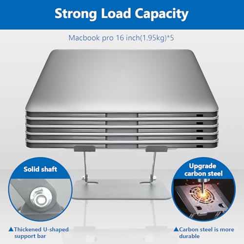 Laptop Cooling Stand with Fan and One Key Switch - Ergonomic Adjustable Height Desk Stand for All 10-16¡± Laptops & Tablets