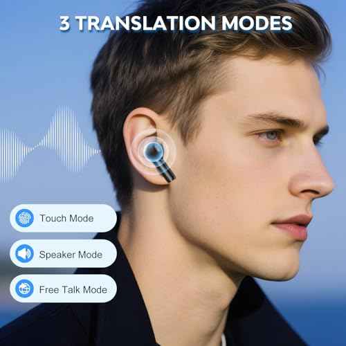 Translation Earbuds,Offline Translation Noise Cancelling Wireless Earbuds,Real Time 144 Translation Languages Bluetooth Headphones,Fast Reaction Translation Device (Black)