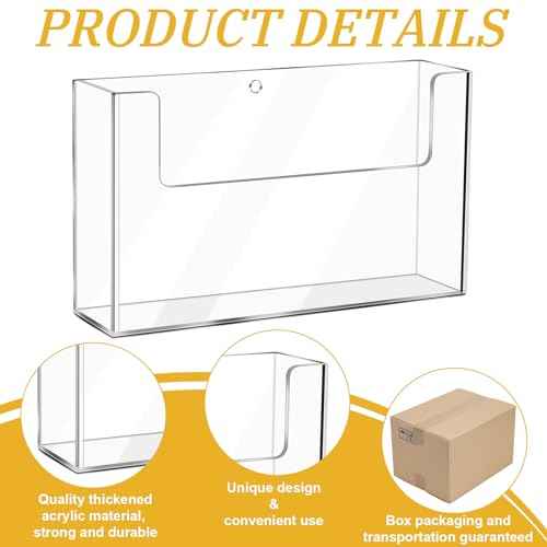 Post Card Holder Display Stand 6 x 4 Inch Wall Mount Index Clear Acrylic Organizer Small Brochure Hanging Pamphlet Holder for Flyer Magazine File Display(6 Pack)