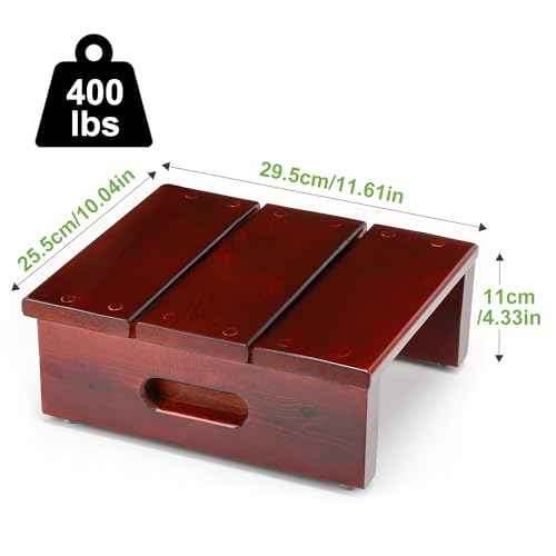 Wood Step Stool, Compact Size (11.6"x10"x4.3"), Supports 400 lbs ? for Children, Adults & Home Use ? Ready to Use