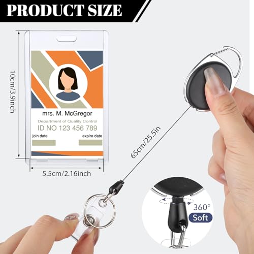 2 Pack Retractable Badge Reel with Clear Acrylic ID Holder - BESARME
