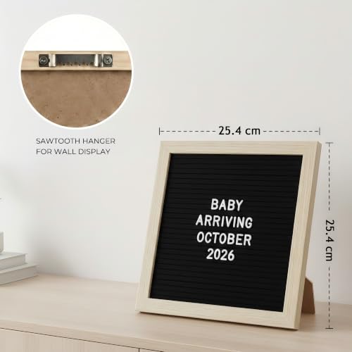 Black Felt Letter Board 10x10in with 336 Letters & Symbols - Baby Announcement Sign, Baby Milestones, School First Day - C CRYSTAL LEMON