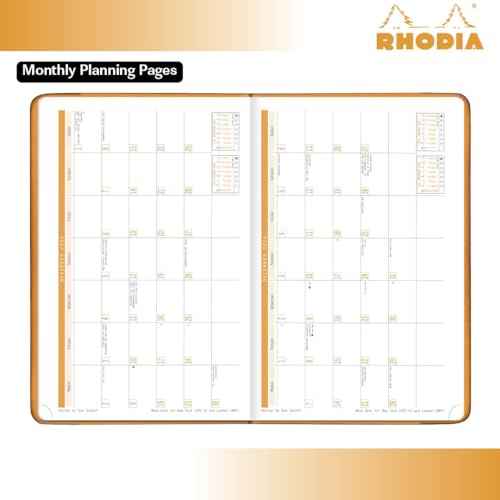 Rhodia Webplanner 2026 Calendar Year - 6 1/4" x 9 3/8" - Orange Cover - Weekly Planner Organizer