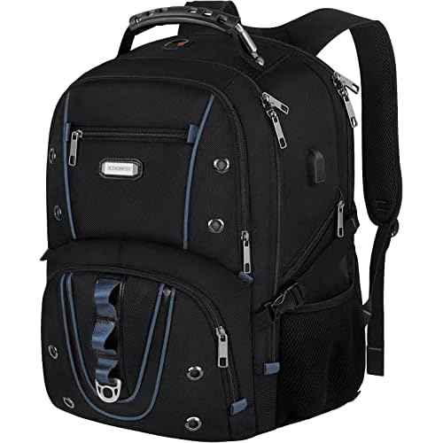 Travel Laptop Backpack, 17.3 Inch XL Heavy Duty Computer Backpack with RFID Pockets, TSA Friendly Extra Large College Daypack with USB Charging Port, Stylish Laptop Bag for Men/Women£¬Blue