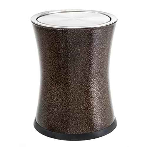 Bennett Swivel-A-Lid Small Trash Can, Metal Attractive 'Center-Inset' Designed Wastebasket, Modern Home D?cor, Round Shape (Brown)