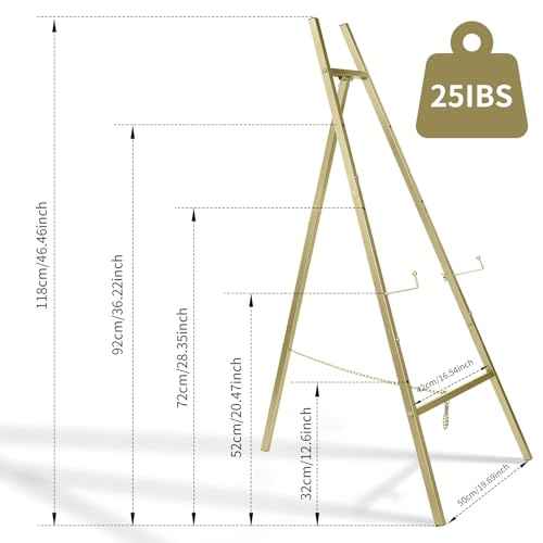 Gold Easel Stand for Sign- 4 Tier Heavy Duty Metal Display Easel Stand for Paintings, Posters, Wedding Show,Pictures, Welcome Signs,with Adjustable Chain Easel for Wedding Sign