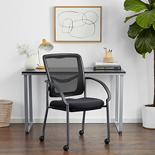 Office Star ProGrid Deluxe Visitor's Chair with Breathable Back, Padded Seat & Casters