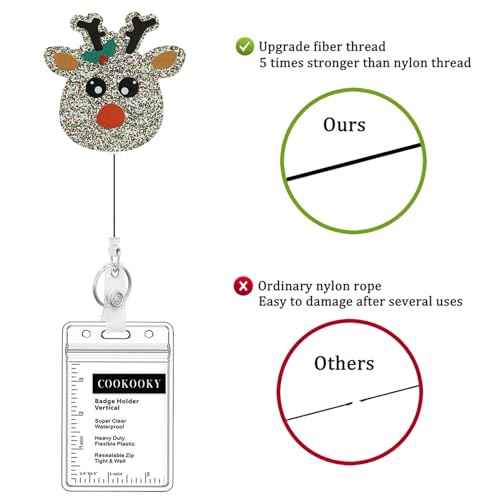 3 Pack Christmas Badge Reel Retractable, Nurse ID Name Card with Alligator Swivel Clip, Cute Elk Snowman Christmas Tree Badge Holder for Nurse Student