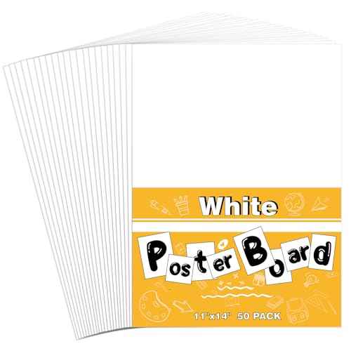 50 Pack White Poster Boards, 11"x14" White Poster Paper Heavyweight Poster Board Bulk Blank Poster Board for Art Display Board,Classroom Use,School Craft Project,Presentation Drawing