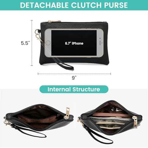 LOVEVOOK 17.3-inch Laptop Bag for Women, Large Capacity Travel Tote Bag with Clutch Purse 2PCs Set, Professional Business Computer Work Bag, Leather Shoulder Briefcase for Office Lady, Black