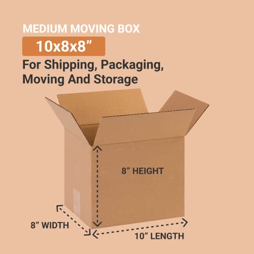 Aviditi 10 x 8 x 8 Corrugated Cardboard Boxes, Small 10"L x 8"W x 8"H, Pack of 25 | Shipping, Packaging, Moving, Storage Box for Home or Business, Strong Wholesale Bulk Boxes