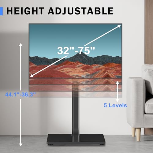 XINLEI Universal Floor TV Stand with Bracket for 32-75" TVs, Black, 132lbs, VESA 600x400