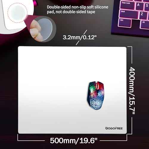 Glass Mousepad with Hard Surface for Gaming, Ultra Smooth Mouse Mat, Water-Resistant Large Mouse Pad Precision Speed Control for Esport Games/Office, White XL(15.7¡¯¡¯¡¿19.6¡¯¡¯)