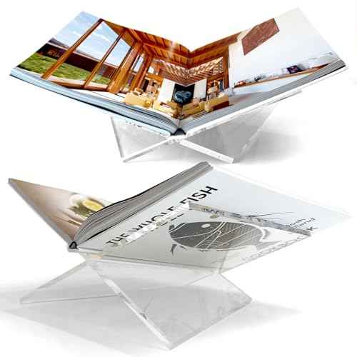 Large Clear Acrylic Book Stand, 12.5" x 9.5" x 5.5¡±, Acrylic Book Holder, Open Bookstand for Display and Reading Cookbooks, Art Books, Bibles, Magazines - Home and Office