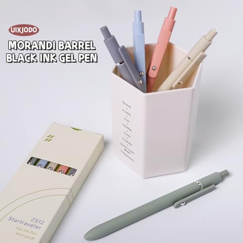 UIXJODO Morandi Gel Pens Set, 5 Pcs Fine Point Black Ink Writing Pens for Journaling & Office