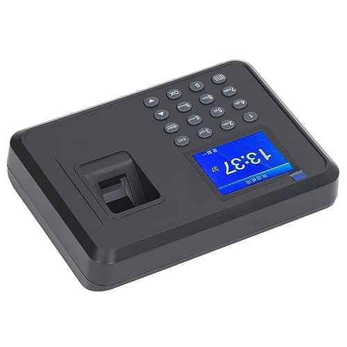Fingerprint Time Attendance Machine, Multilingual Voice Reminder Fingerprint Password Attendance Machine Employee Time Clock for Offices, Factories and More (US Plug)