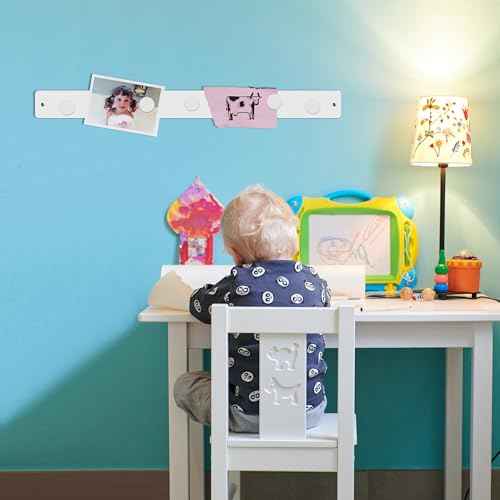 Three by Three Seattle 28 x 2.5 Inch Metal Strip Frameless Magnetic Bulletin Board (3 Pack) with 15 Large Magnets for Memos, Photos, Lists, and More in Office, Home, or School D?cor (White)
