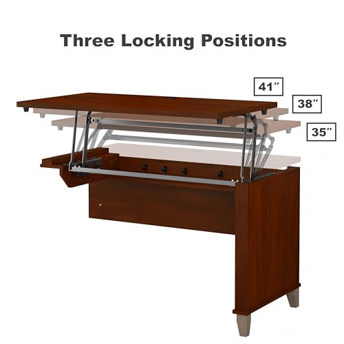 Bush Furniture Somerset 42W 3 Position Sit to Stand Return in Hansen Cherry