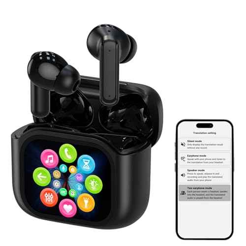 Wireless Bluetooth Touch Screen AI Language Translation Translating Earbuds In Real Time Active Noise Cancelling In Ear Headphones Smart Language Ear Translator Device ANC Earphones for Work Travel