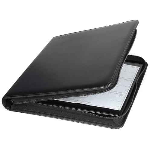 3 Ring Check Binder Portfolio, For Home Accountant & End-Stub Deskbook Checks - 3-on-a-Page Business Checks, Fit 3 & 9 Holes Check, Can Hold 250 Checks, Vinyl Leather Cover