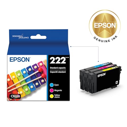 EPSON 222 Claria Ink Standard Capacity Color Combo Pack (T222520-S) Works with WorkForce WF-2960, Expression XP-5200