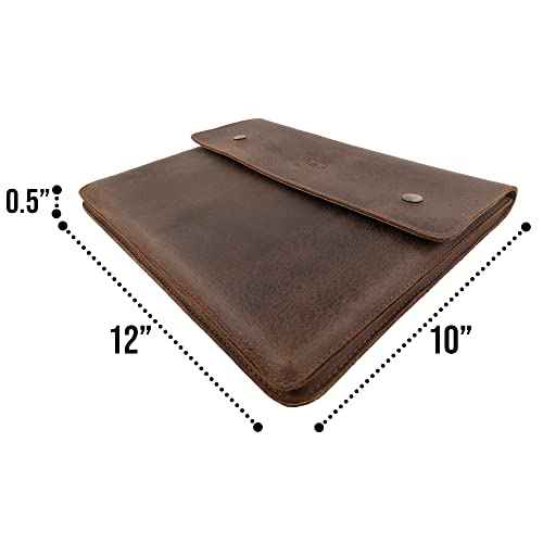 Document Folder Holder, Minimalist Flat Portfolio, Professional Case, Office & Work Essentials, Full Grain Leather and Sheepskin, Handmade, Bourbon Brown