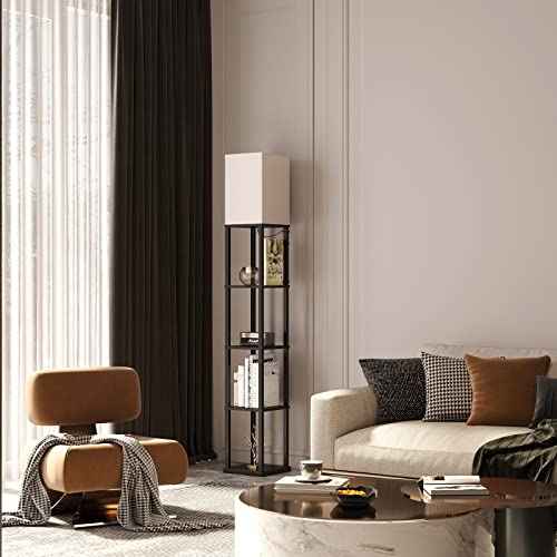 addlon Floor Lamp with Shelves, 5-Tier Modern Shelf Floor Lamp with 3CCT LED Bulb