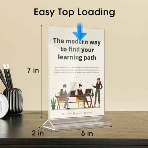 MaxGear Acrylic Sign Holder Table Card Display 5 X 7 inches Clear Sign Display Holder Plastic Table Menu Stand Double Sided Ad Picture Frame for Office, Home, Store, Restaurant, 12 Pack