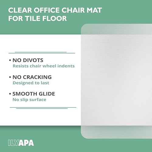 Ilyapa Office Chair Mat for Hard Floors 36"x 48"Heavy Duty Clear, PVC Plastic Chair Mat, Protection for Hardwood and Tile Floors