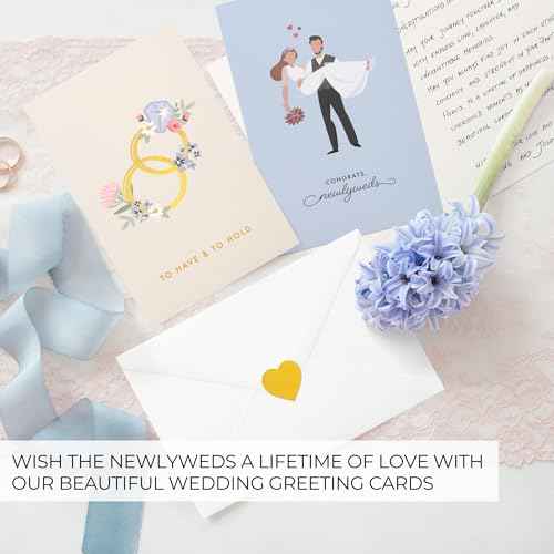 ZICOTO Beautiful Wedding Cards Set of 10 with Envelopes and Stickers ? Elegant Blank Engagement Cards for Personalized Congratulations Wishes ? Perfect for Wedding Shower Gifts for the Bride & Groom