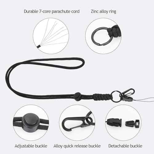 Heavy Duty Badge Holder with Adjustable Lanyard, Cool Tactical ID Card Badge Holder with Round Cord Paracord Lanyard Set, for Multiple Cards Keychain Clip for Men