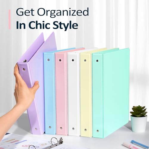Sooez Pink 1 Inch Clear View Binder - Eco-Friendly 3 Ring Document Organizer