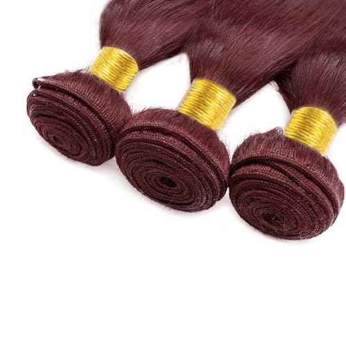 26 28 30 Inch #99J Bundles Straight Bundles Human Hair Burgundy Straight Bundle Unprocessed Brazilian Virgin Weave Hair 3 Bundle 50 Gram Per Bundle