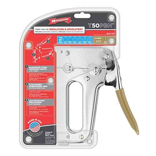 Arrow T50PBN Heavy Duty Manual 2-in-1 Staple Gun and Brad Nailer for Upholstery, Framing, Insulation, Crafts, and Furniture, Silver